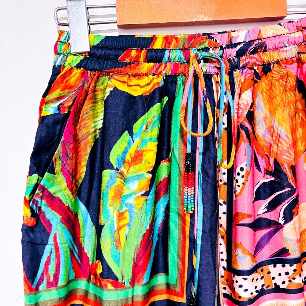 FARM RIO Multicolor Tropical Print Flowy Wide-Leg Pants |‎ Small * - Picture 9 of 10